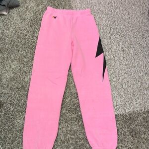 Pink aviator nation lightning bolt sweatpants